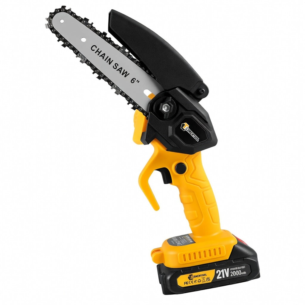 Cordless 6 Inch Mini Chainsaw 21v  with 2 Batteries and 2 Chains