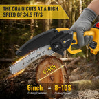 Cordless 6 Inch Mini Chainsaw 21v  with 2 Batteries and 2 Chains